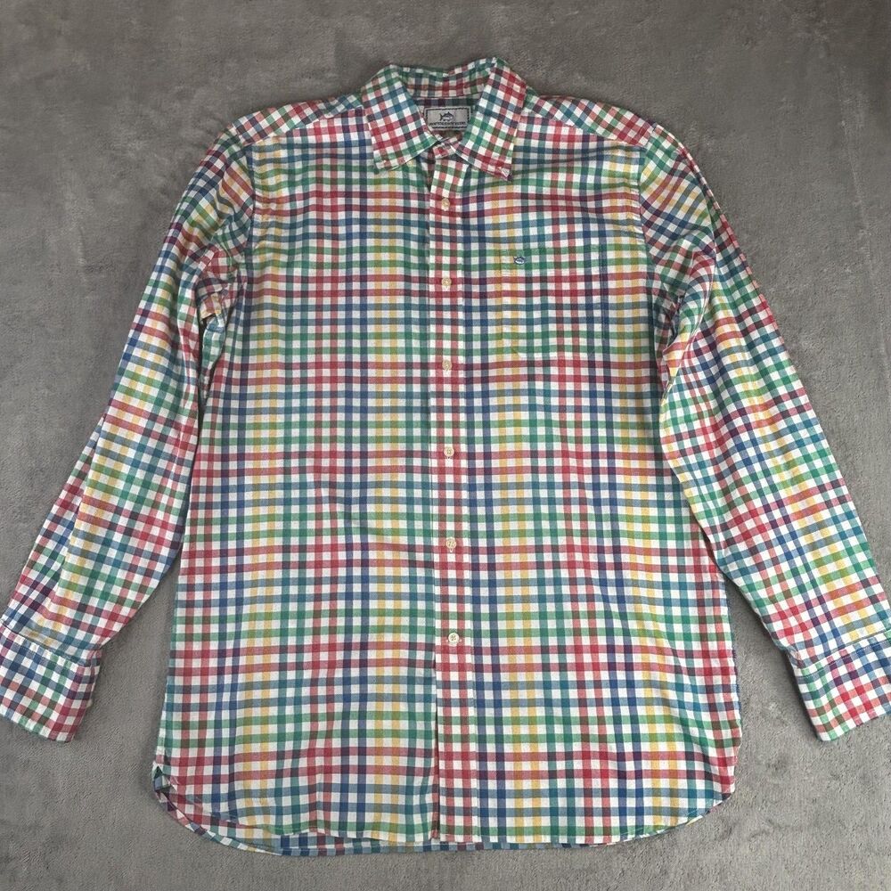 Southern Tide Shirt Mens Medium Multicolor Gingham Classic Fit Button Down Plaid - Picture 3 of 13